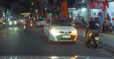 Nữ tài xế ngang ngược đỗ ô tô ngược chiều trên phố Cần Thơ