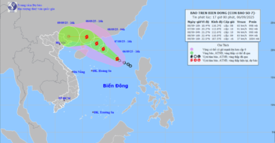 Bão số 7 hình thành trên Biển Đông, hướng vào đất liền Trung Quốc