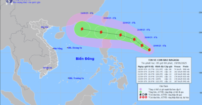 Bão Ragasa mạnh cấp 16, giật cấp 17 hướng vào Biển Đông