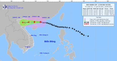 Bão số 9 giảm 3 cấp, suy yếu dần nhưng gây mưa lớn