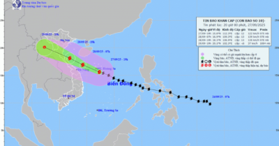 Bão số 10 Bualoi đe dọa miền Trung với gió giật cấp 16