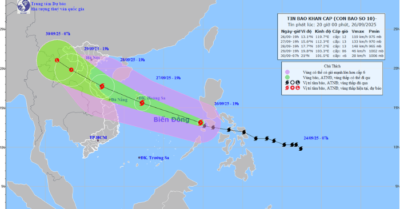 Bão Bualoi đi vào Biển Đông, trở thành bão số 10 năm 2025