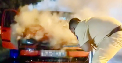 CSGT Tây Ninh phá cửa cứu người mắc kẹt trong ô tô bốc cháy ngay giữa đêm