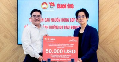 Ca sĩ Hà Anh Tuấn trao 50.000 USD ủng hộ người dân bị thiệt hại do bão Bualoi