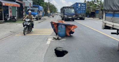 Hố tử thần sâu 2,5m giữa đường ở TP.HCM đã được lấp đầy