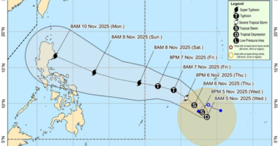 Áp thấp nhiệt đới mới hình thành bão ngoài khơi Philippines;có thể tiến vào Biển Đông