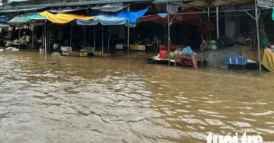 Vào chợ ngập nước kiểm tra hàng, 1 người bị điện giật chết, 1 người bị thương