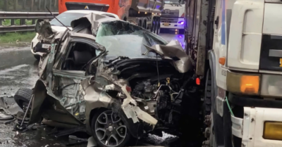 Tai nạn liên hoàn quốc lộ 1A: Ôtô Kia nát vụn, tài xế thoát nạn thần kỳ