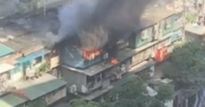 Cháy chuồng cọp Hà Nội: Tầng 5 tập thể Trung Tự bùng phát ngọn lửa