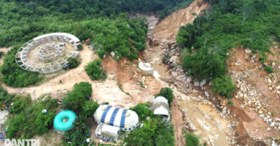 Vỡ hồ chứa ở Lâm Đồng: Quả đồi bị nước lũ xé toạc, thiệt hại nặng nề