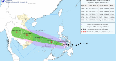 Bão Kalmaegi mạnh cấp 13, giật cấp 16 tiến sát biển Đông, cảnh báo rủi ro cấp 4