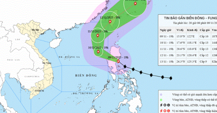 Bão Fung-wong giật cấp 17 tiến vào Bắc Biển Đông, miền Bắc đêm nay có mưa dông