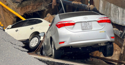 Hố sâu nuốt ô tô ở Đà Nẵng