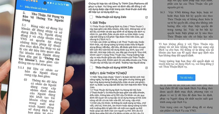 Zalo bị cho là tạo sức ép buộc người dùng chấp thuận điều khoản trái luật