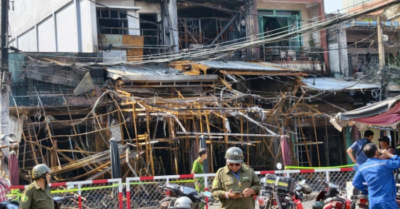 Cháy dãy nhà ở chợ nội đô TP HCM