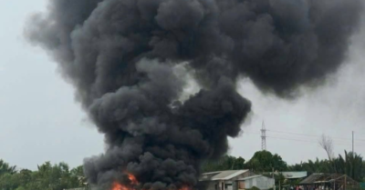 Ghe bốc cháy dữ dội trên sông Cần Giuộc, một người bị bỏng nặng