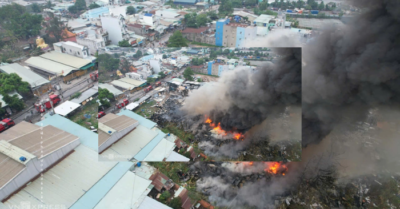 Cháy kho nhựa, mút xốp trong khu dân cư TP.HCM, lửa kéo dài hơn 3 giờ