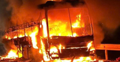 Xe khách cháy trên Quốc lộ 1, 34 người thoát nạn trong đêm