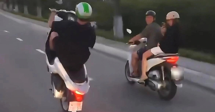 Bốc đầu xe máy, người nước ngoài bị triệu tập tại Đà Nẵng