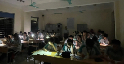 Bầu trời Thái Nguyên tối đen như mực lúc 7 giờ sáng ngày 17 tháng 4