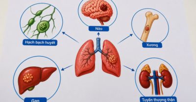 Ung thư phổi di căn đến hạch, xương, não, gan và tuyến thượng thận