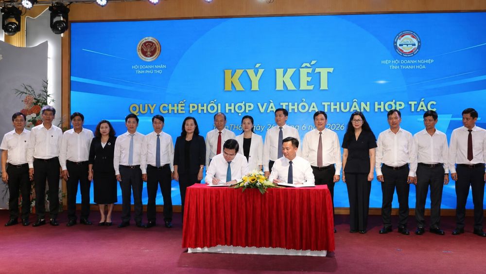 Hội Doanh nhân Phú Thọ và Hiệp hội Doanh nghiệp Thanh Hóa ký kết hợp tác, thúc đẩy xúc tiến thương mại và kết nối giao thương.