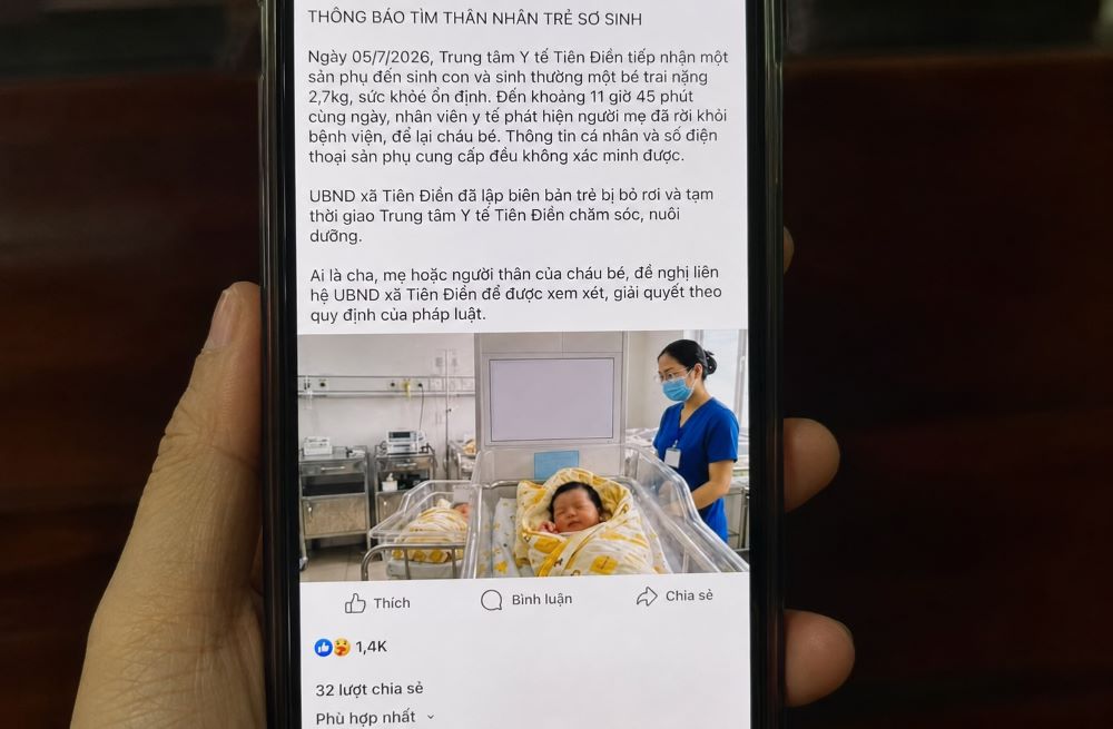 hông báo tìm thân nhân bé trai bị bỏ rơi tại Hà Tĩnh, phản ánh thực trạng nhiều mẹ trẻ không đủ điều kiện chăm sóc con.