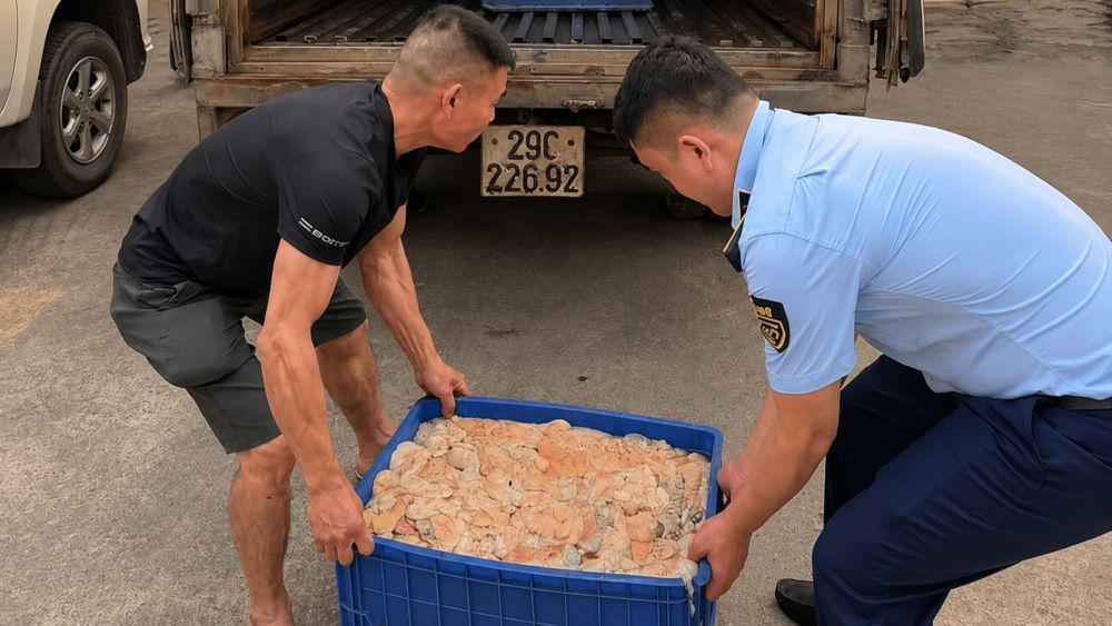Phát hiện 480kg lòng lợn bốc mùi hôi thối trên đường đi tiêu thụ, lực lượng chức năng kiểm tra, xử lý vụ việc theo quy định.