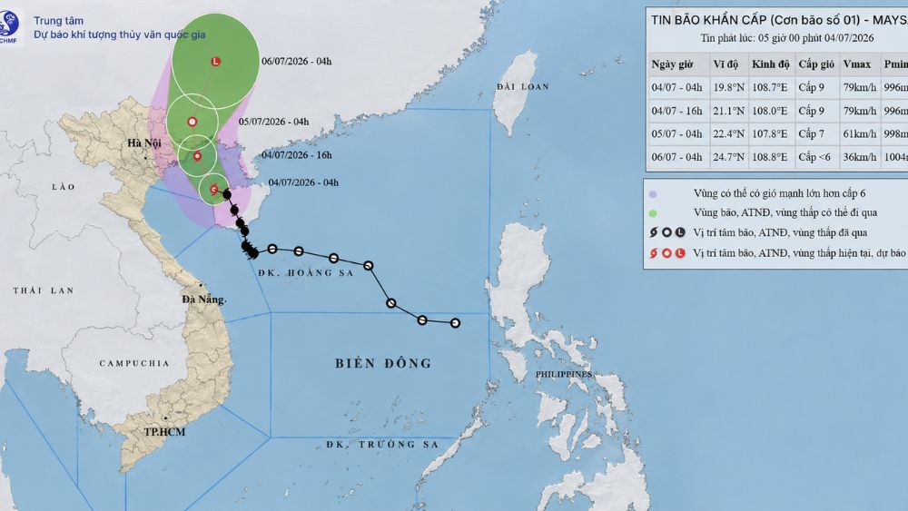 Bão số 1 Maysak tiến gần đất liền, Bắc Bộ và Thanh Hóa dự báo mưa rất lớn. Cập nhật diễn biến và quỹ đạo mới nhất.
