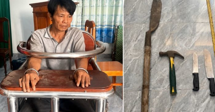 Con rể chém bố vợ vì nghi can thiệp chuyện hôn nhân, sau đó tiếp tục đe dọa và ném gạch đá vào công an.
