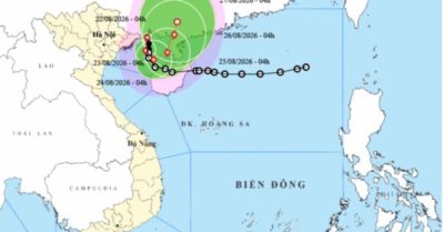 Bão số 4 đổi hướng liên tục, di chuyển chậm trên Vịnh Bắc Bộ