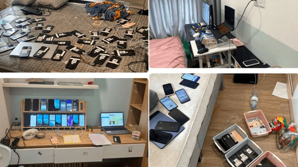 Công an triệt phá đường dây rửa tiền hơn 30.000 tỷ đồng tại Gia Lâm, thu giữ nhiều công cụ, phương tiện phục vụ hoạt động phạm tội.